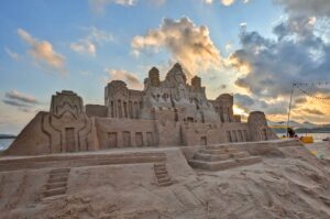Professionally made Sandcastle of Angkor Wat at Sky Fest 2023 in Sihanoukville, Cambodia