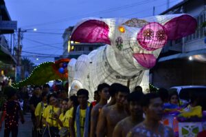 Giant Puppet at the parade in the S'Art Urban Art Festival last year (Photo Supplied).