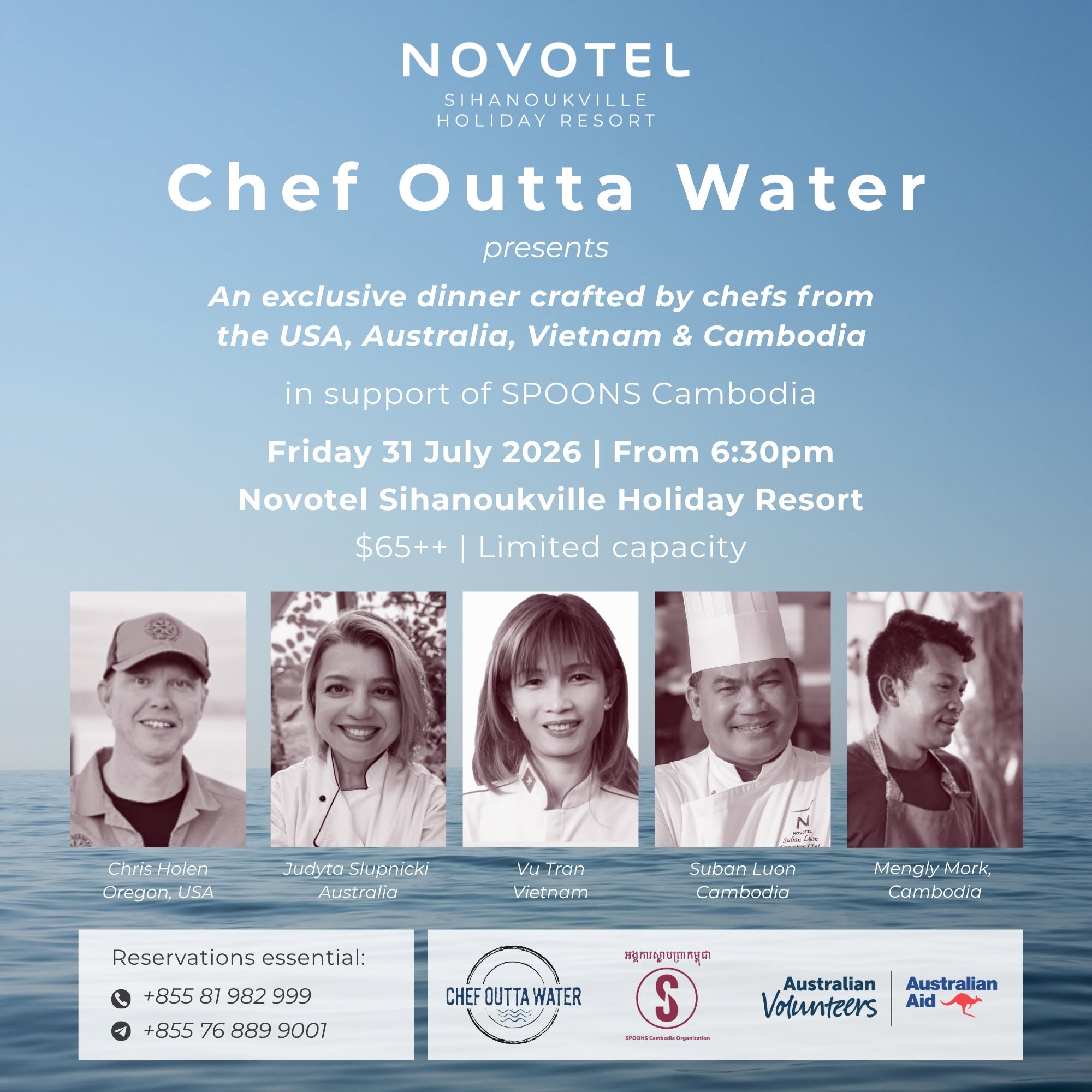 A Culinary Journey for a Cause: ‘Chef Outta Water’ Fundraising Dinners Arrive in Cambodia Across Siem Reap, Phnom Penh, & Sihanoukville