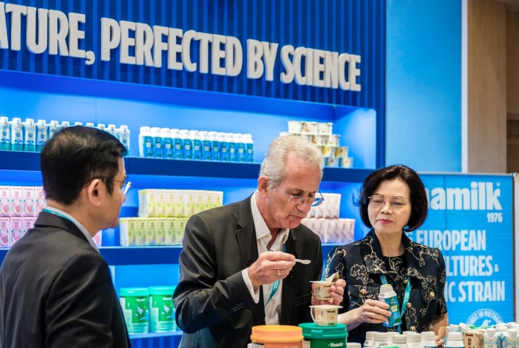 Richard-Hall_Global-Dairy-Congress_tasting-Vinamilk-products.jpg]  Caption: Mr Richard Hall, Chairman of the Global Dairy Congress and the World Dairy Innovation Awards, samples Vinamilk products showcased at the 2025 Global Dairy Congress.